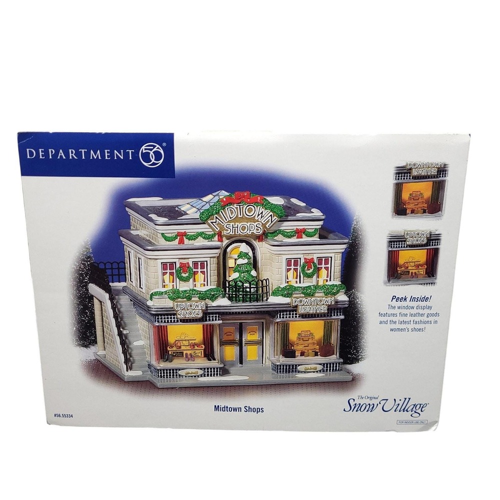 Dept 56 Snow Village Midtown Shops 55334 Lighted Building 2003 Retired NOS